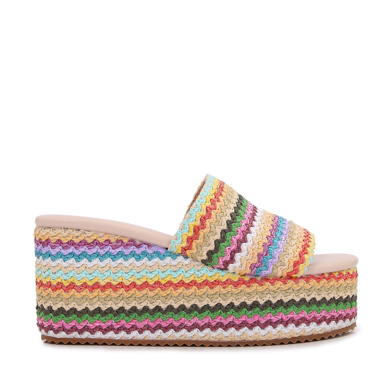 Amber02 Multicolor Woven Platform Sandal BERNESS